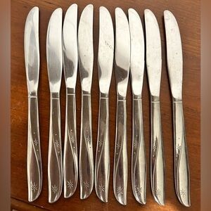 9 MCM Atomic Twin Star Serrated Dinner Knives Unmarked